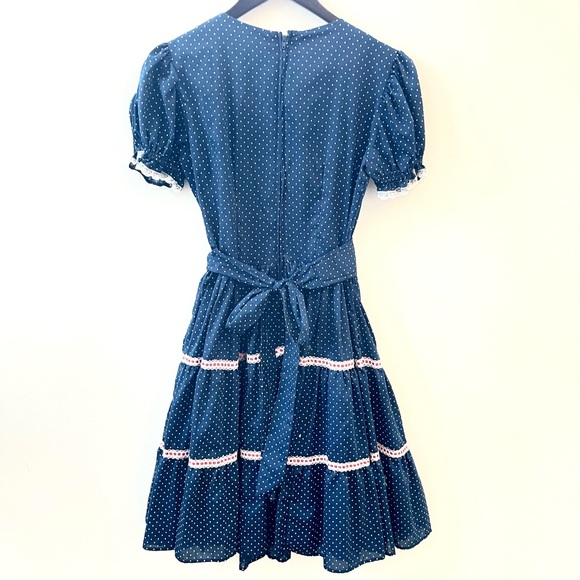 Vintage size 10 navy blue and white polka dot dress - Picture 2 of 4